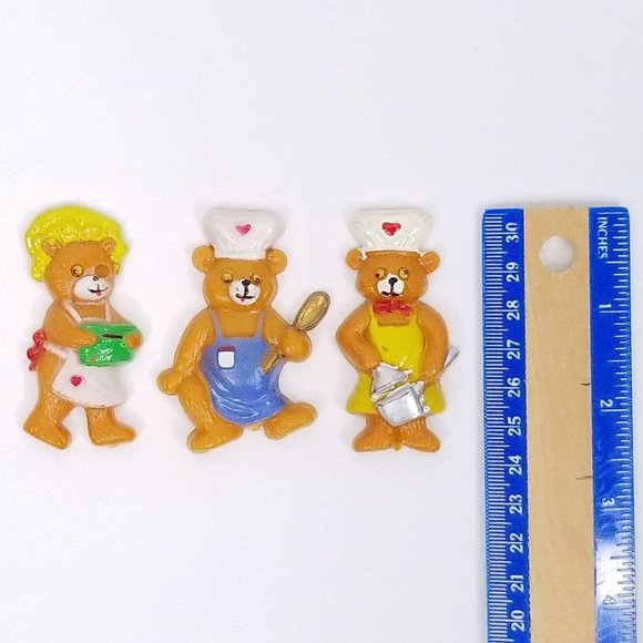 Vintage Kitchen Refrigerator Magnets Bears Chefs - Picture 7 of 9